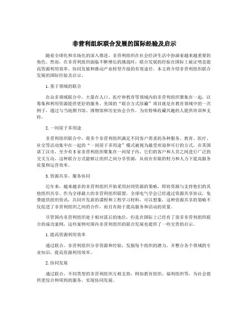 非营利组织联合发展的国际经验及启示