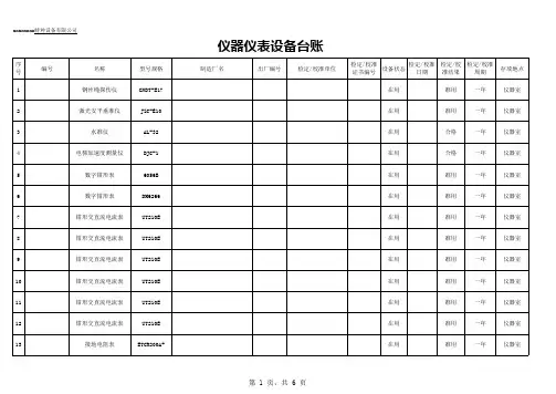 电梯行业公司仪器仪表设备台账