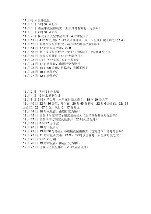 2012年10月天文现象