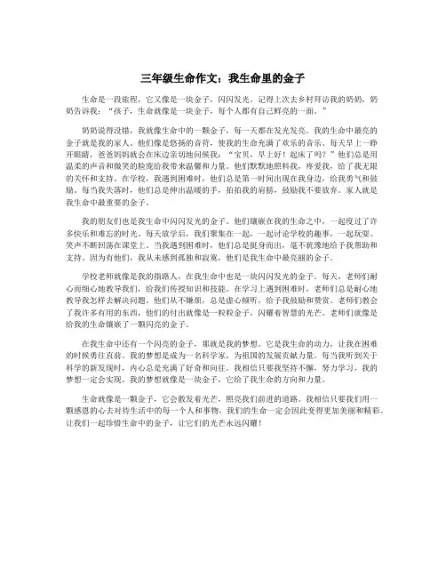 三年级生命作文：我生命里的金子