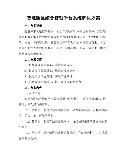 智慧园区综合管理平台系统解决方案