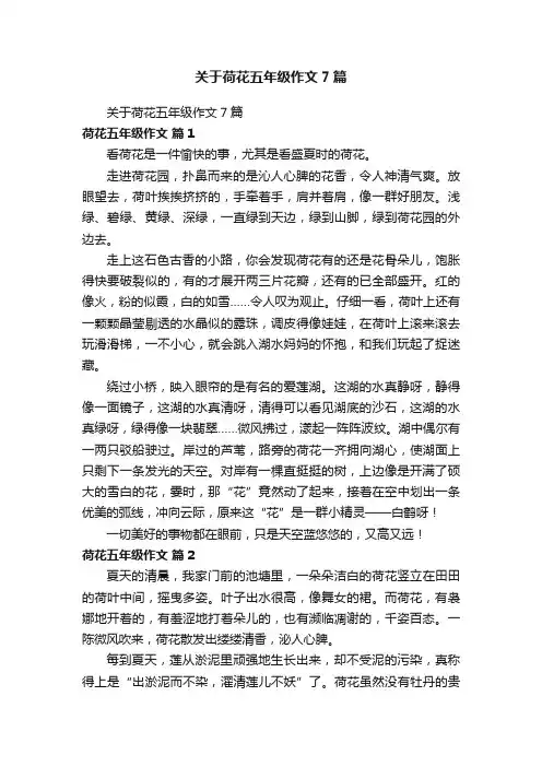 关于荷花五年级作文7篇