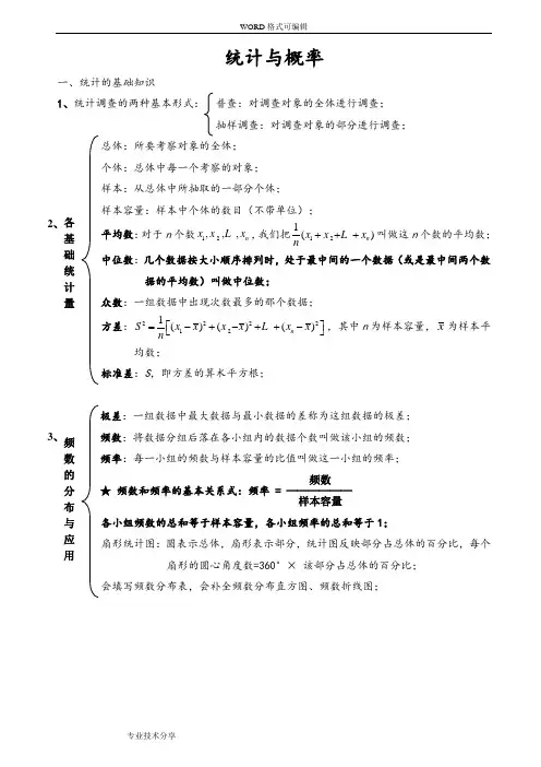 统计和概率(全)(知识点习题与答案解析