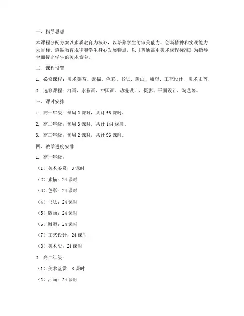 高中美术课程分配方案模板