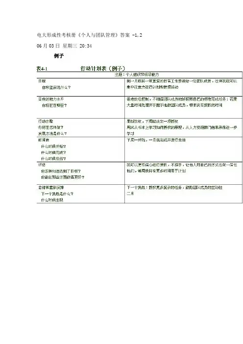 2022年电大形成性考核册个人与团队管理答案