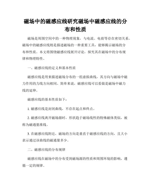 磁场中的磁感应线研究磁场中磁感应线的分布和性质