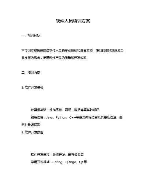 软件人员培训方案