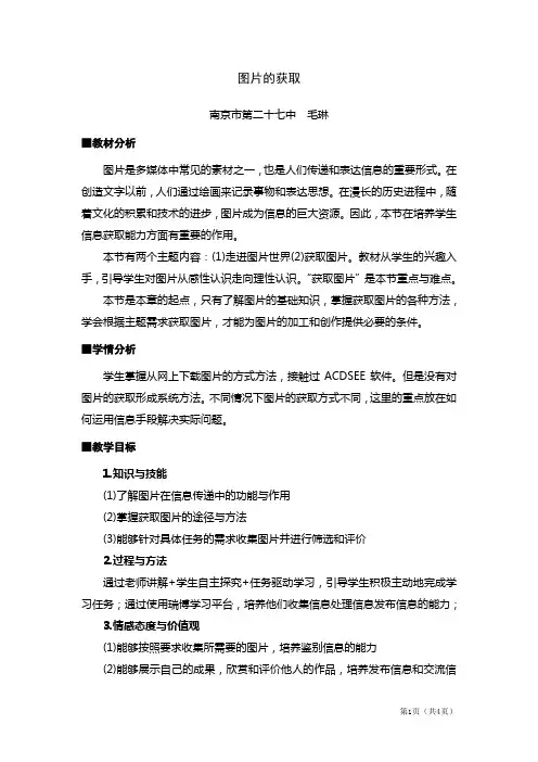 毛琳：《图片的获取》教学设计与教学反思