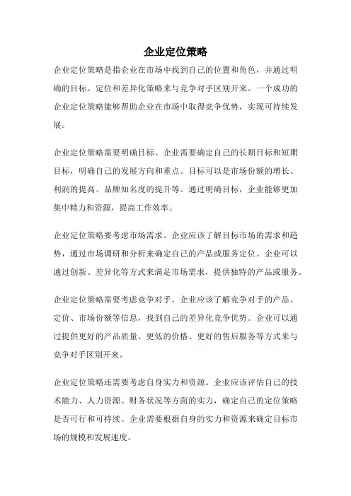企业定位策略