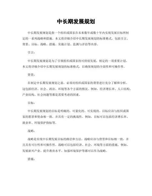中长期发展规划