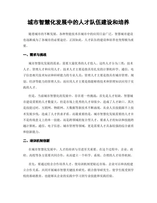 城市智慧化发展中的人才队伍建设和培养