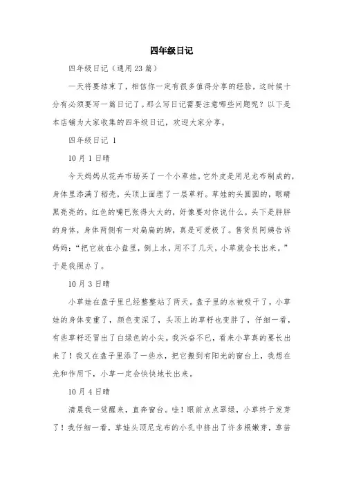 四年级日记