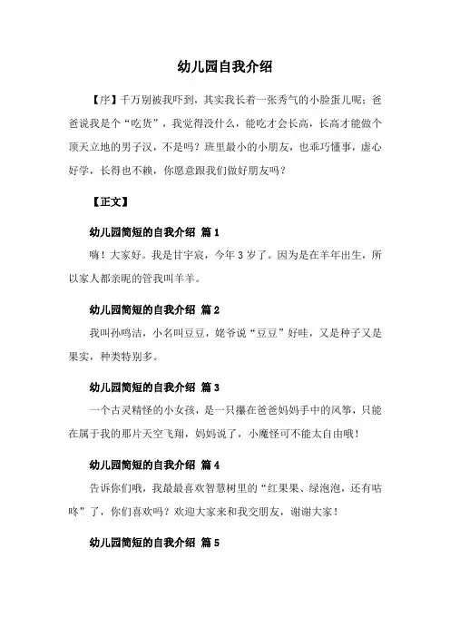 幼儿园自我介绍简短有趣20字
