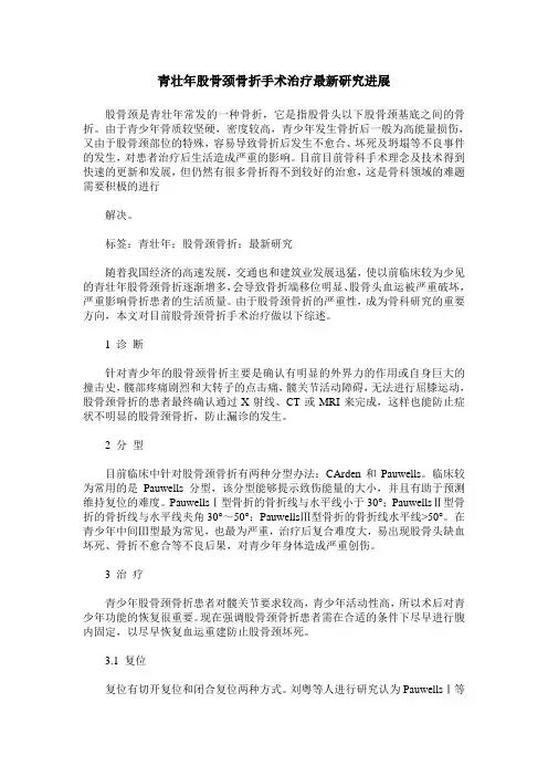青壮年股骨颈骨折手术治疗最新研究进展