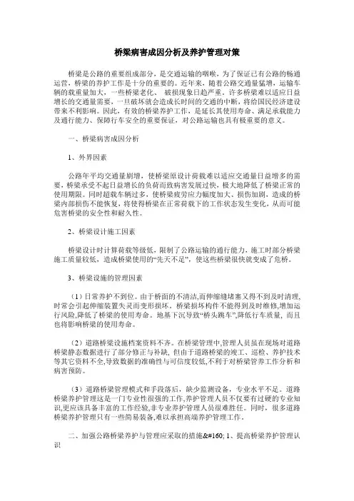 桥梁病害成因分析及养护管理对策