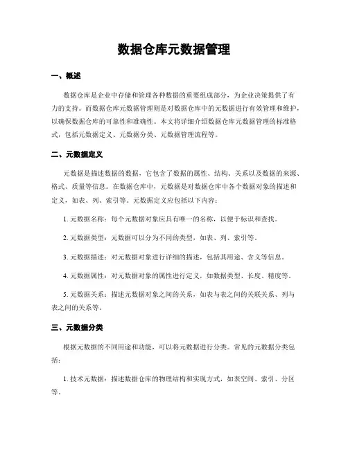 数据仓库元数据管理