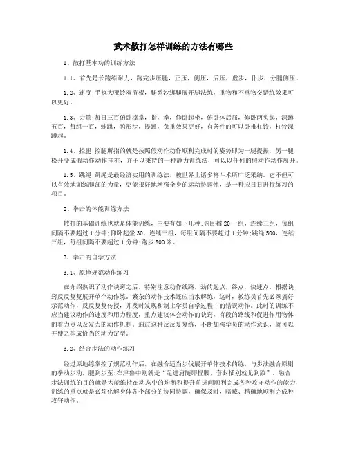 武术散打怎样训练的方法有哪些