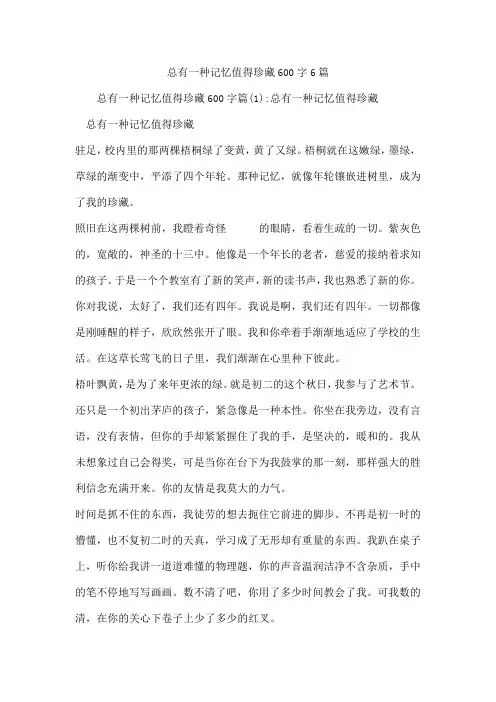 总有一种记忆值得珍藏600字6篇