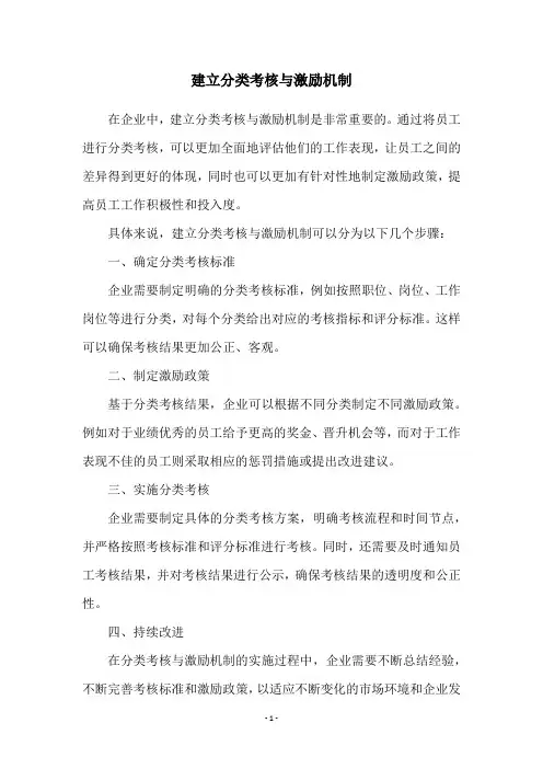 建立分类考核与激励机制