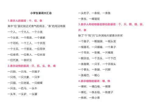 小学生量词大汇总