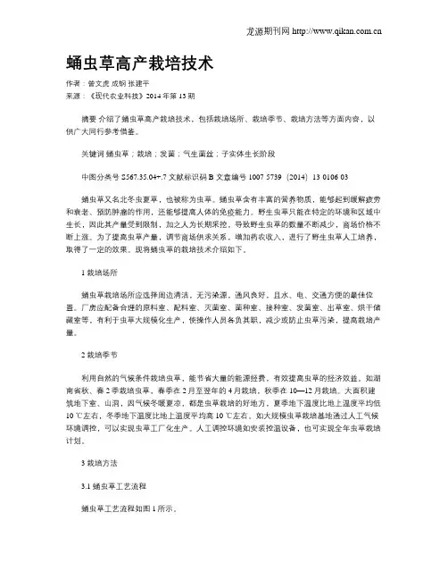 蛹虫草高产栽培技术