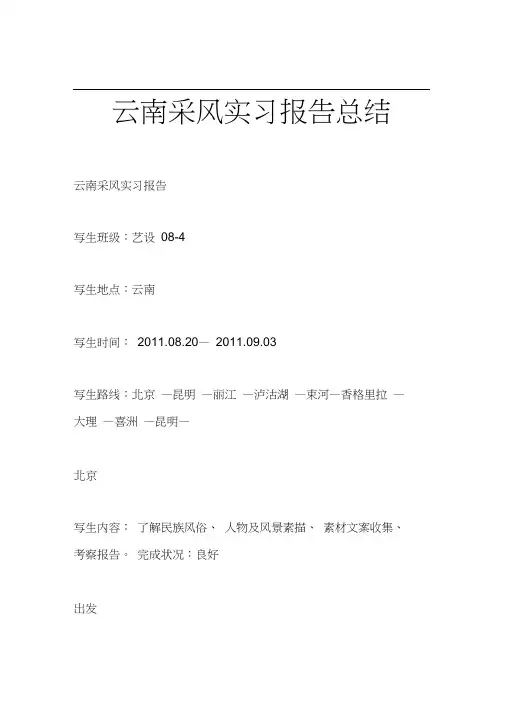 云南采风实习报告总结