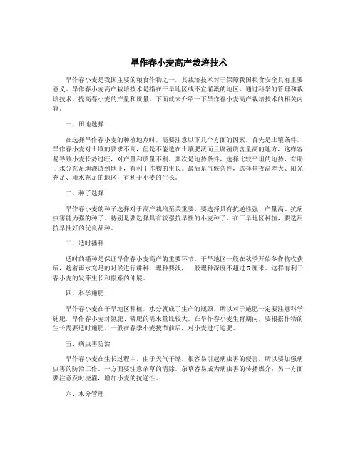 旱作春小麦高产栽培技术