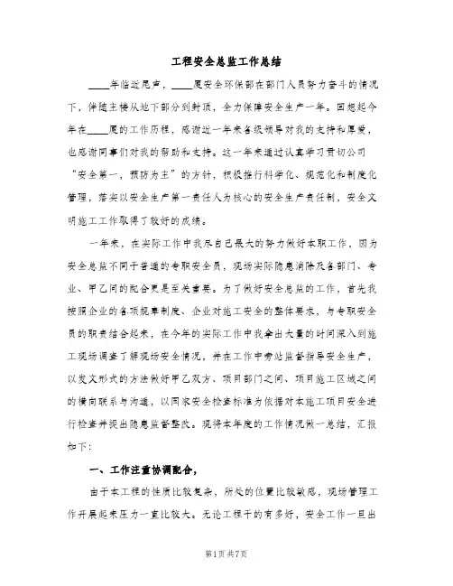 工程安全总监工作总结（2篇）