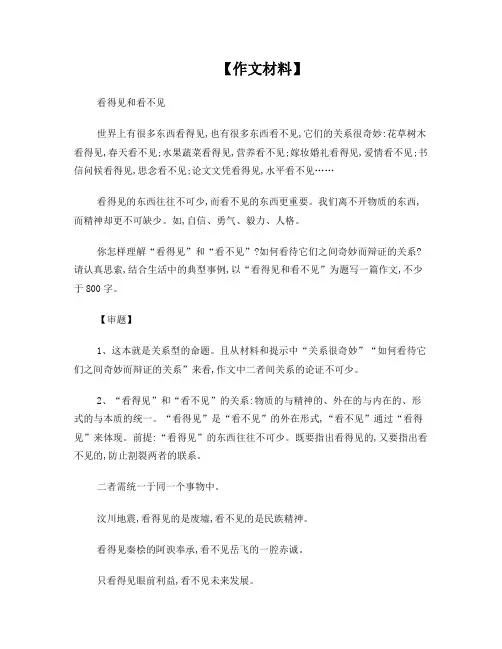 1作文讲评《看得见和看不见》