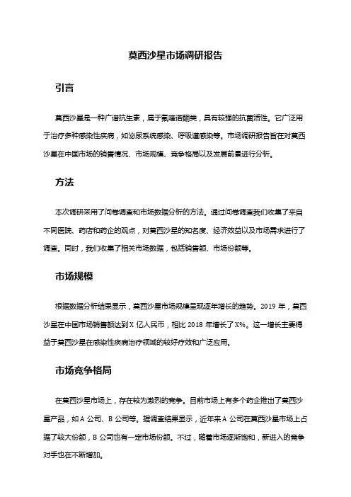 2024年莫西沙星市场调研报告