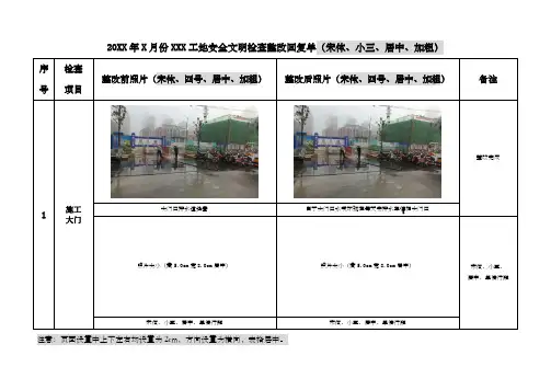 安全文明检查整改回复单样本