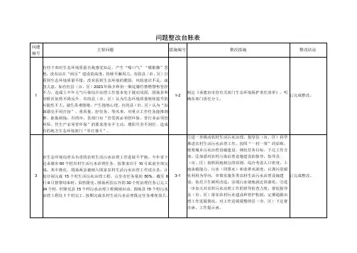 问题整改台账表