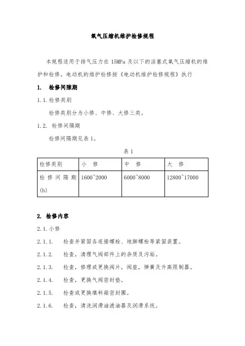 氧气压缩机维护检修规程
