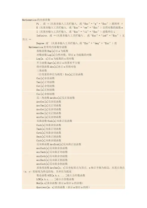Mathematica语句基本命令