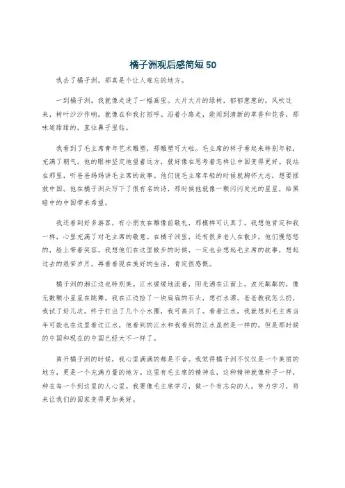 橘子洲观后感简短50