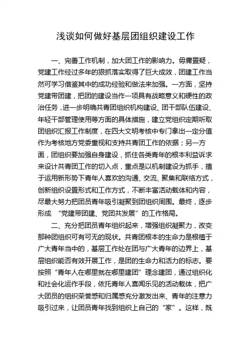 浅谈如何做好基层团组织建设工作