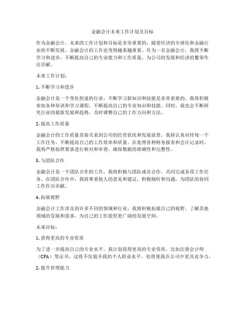 金融会计未来工作计划及目标