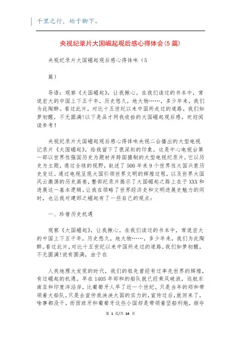 央视纪录片大国崛起观后感心得体会(5篇)