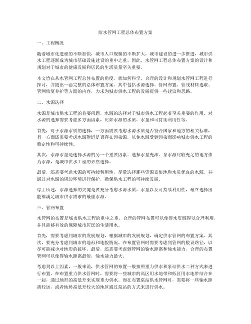 给水管网工程总体布置方案