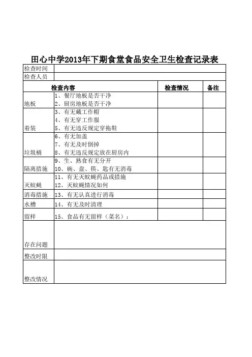 学校食堂检查记录表
