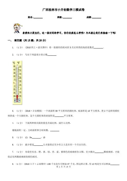广西桂林市小升初数学三模试卷
