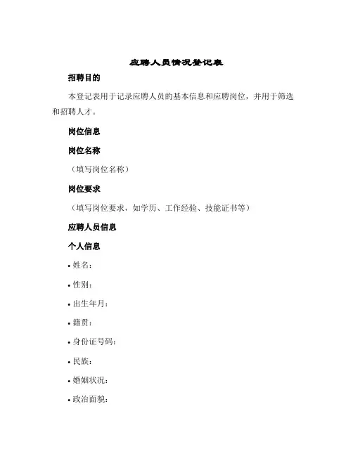 2024年应聘人员情况登记表