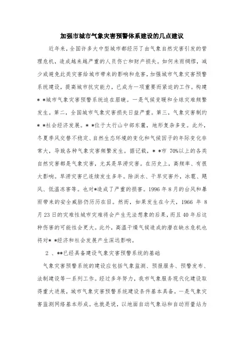 加强市城市气象灾害预警体系建设的几点建议.doc