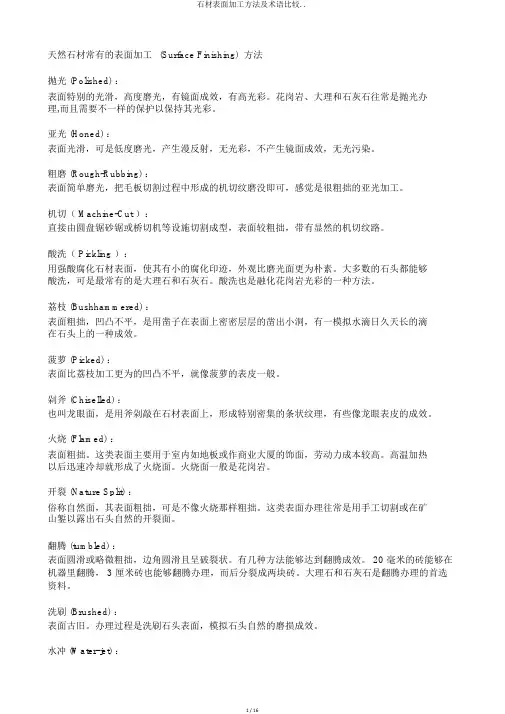 石材表面加工方法及术语对照..