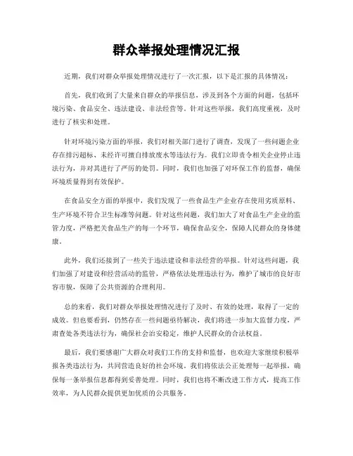 群众举报处理情况汇报