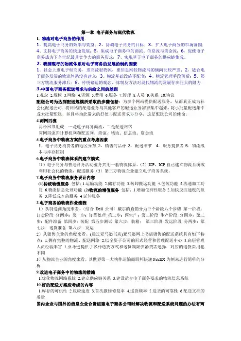 电子商务与现代物流   知识汇总