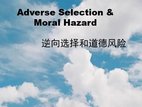 金融学的作业展示：《逆向选择和道德风险》