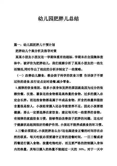 幼儿园肥胖儿总结