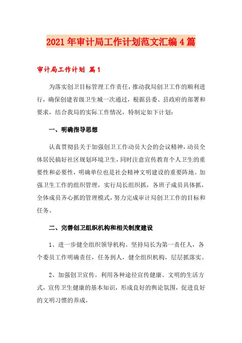2021年审计局工作计划范文汇编4篇