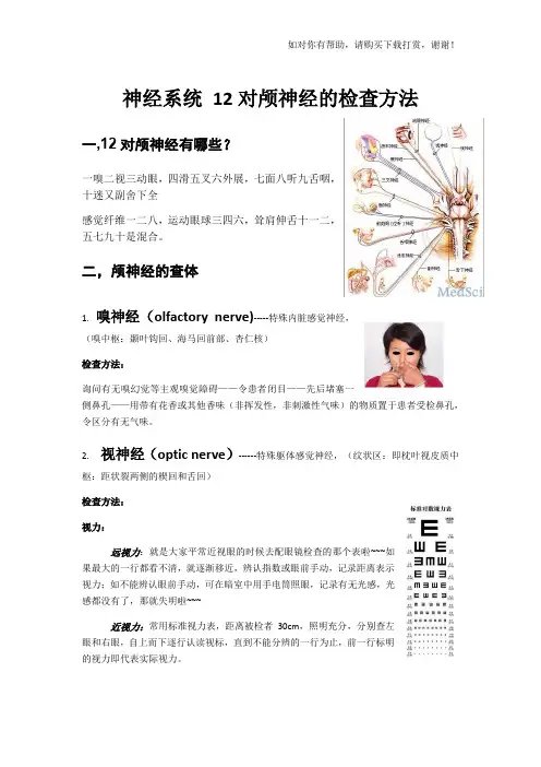 神经系统 12对颅神经的检查方法